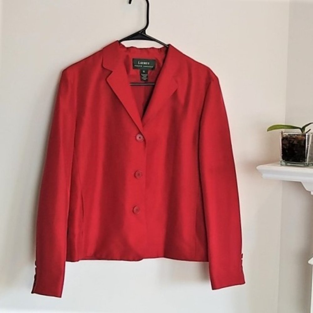 Lauren Ralph Lauren Red Silk Blazer 10